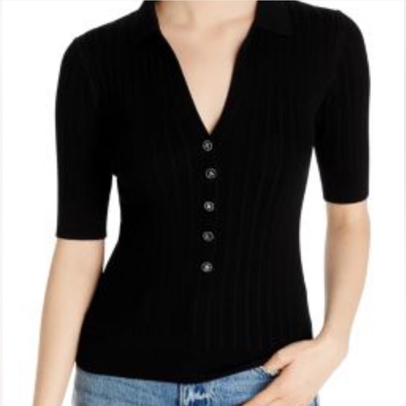 Karl Lagerfeld KARL LAGERFELD PARIS Ribbed Short Sleeve sweater New - Picture 3 of 6